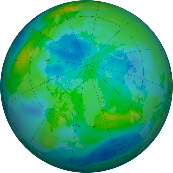 Arctic ozone map for 28 October 1990